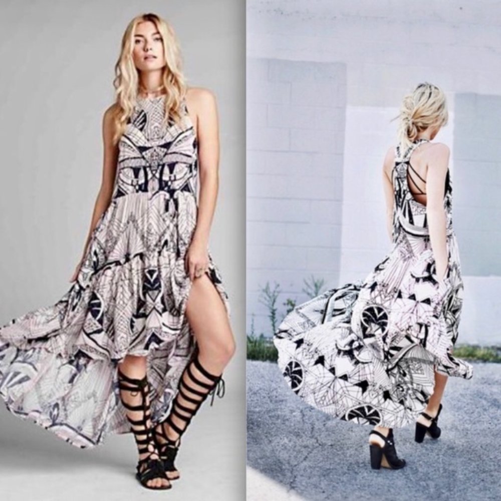 Free People Printed High-Low Maxi Dress